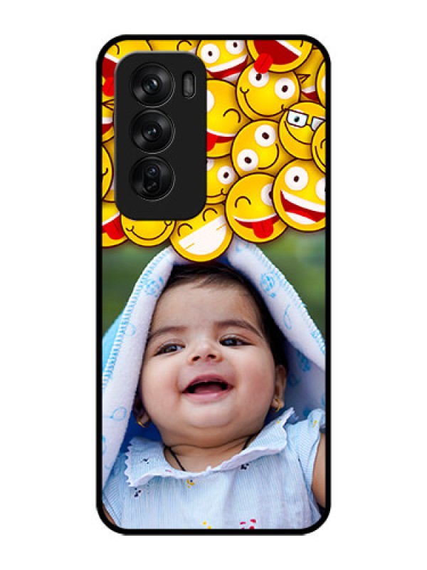 Custom Oppo Reno 12 Pro 5G Custom Glass Phone CaseWith Smiley Emoji Design