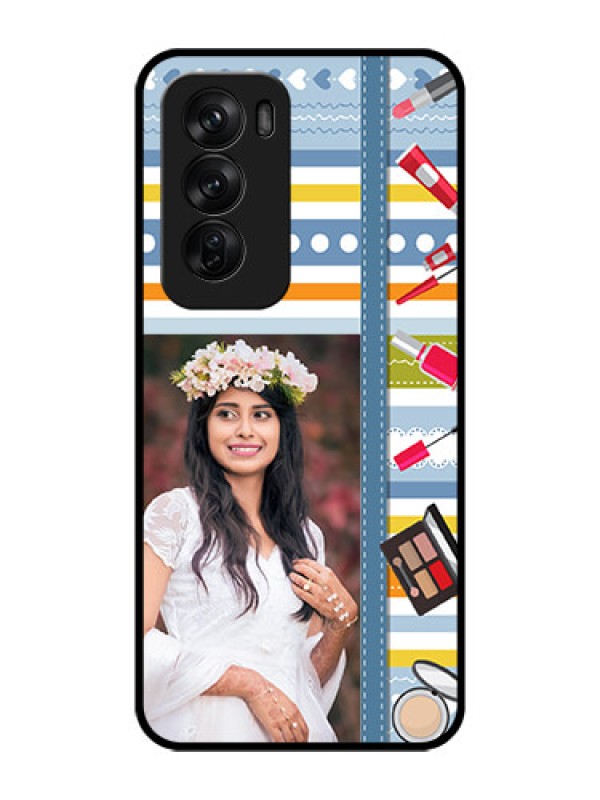 Custom Oppo Reno 12 Pro 5G Custom Glass Phone CaseMakeup Icons Design