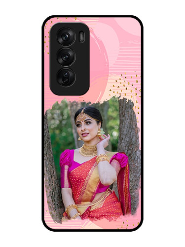 Custom Oppo Reno 12 Pro 5G Custom Glass Phone CaseGold Glitter Splash Design