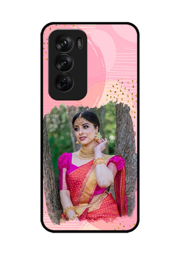 Oppo Reno 12 Pro 5G Custom Glass Phone CaseGold Glitter Splash Design