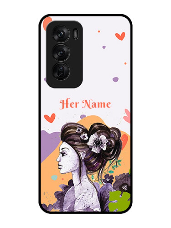 Custom Oppo Reno 12 Pro 5G Custom Glass Phone CaseWoman And Nature Design