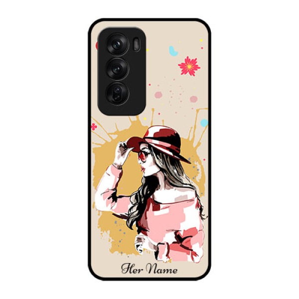 Oppo Reno 12 Pro 5G Custom Glass Phone CaseWomen With Pink Hat Design Oppo Reno 12 Pro 5G Custom Glass Phone CaseWomen With Pink Hat Design