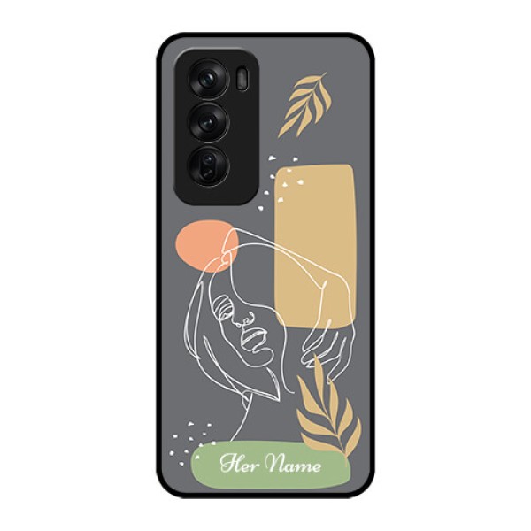 Oppo Reno 12 Pro 5G Custom Glass Phone CaseGazing Woman Line Art Design Oppo Reno 12 Pro 5G Custom Glass Phone CaseGazing Woman Line Art Design