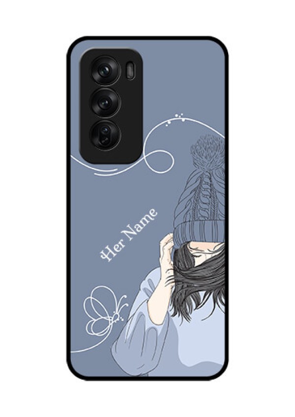 Oppo Reno 12 Pro 5G Custom Glass Phone CaseGirl In Winter Outfit Design