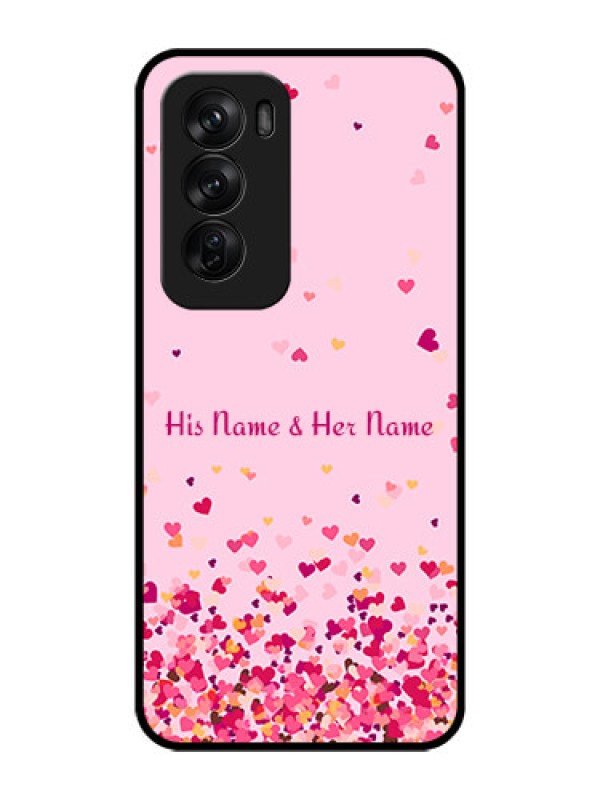 Custom Oppo Reno 12 Pro 5G Custom Glass Phone CaseFloating Hearts Design