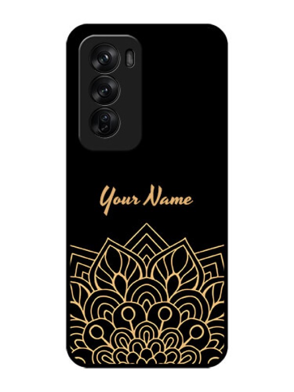 Custom Oppo Reno 12 Pro 5G Custom Glass Phone CaseGolden Mandala Design