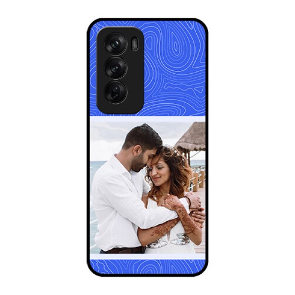 Oppo Reno 12 Pro 5G Custom Glass Phone CaseCurved Line Art With Blue And White Design Oppo Reno 12 Pro 5G Custom Glass Phone CaseCurved Line Art With Blue And White Design