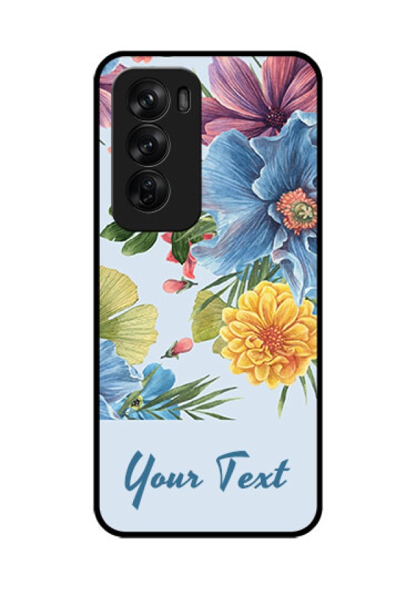 Oppo Reno 12 Pro 5G Custom Glass Phone CaseStunning Watercolored Flowers Painting Design