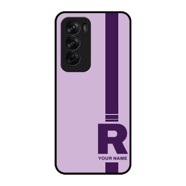Oppo Reno 12 Pro 5G Custom Glass Phone CaseSimple Dual Tone Stripe With Name Design