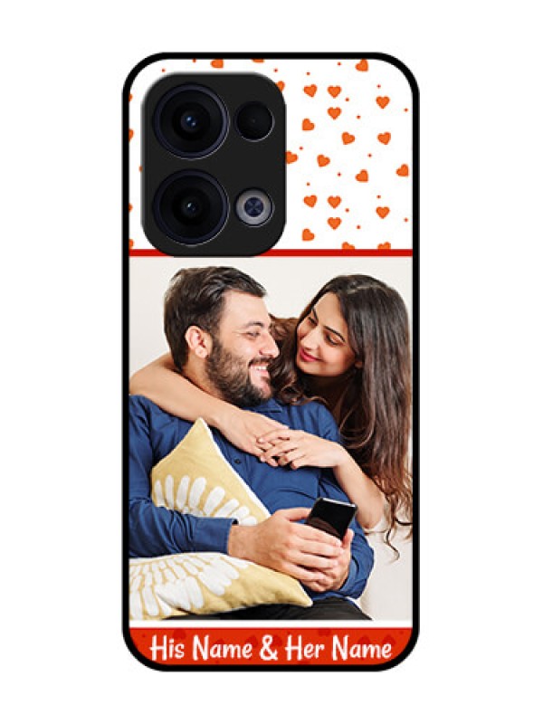 Custom Reno 13 5G Custom Glass Phone Case - Orange Love Symbol Design