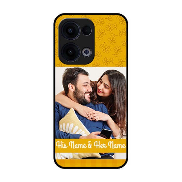 Reno 13 5G Custom Glass Phone Case - Yellow Floral Design