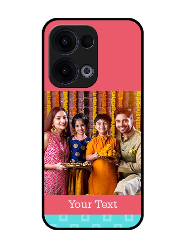 Custom Reno 13 5G Custom Glass Phone Case - Peach and Blue Color Design