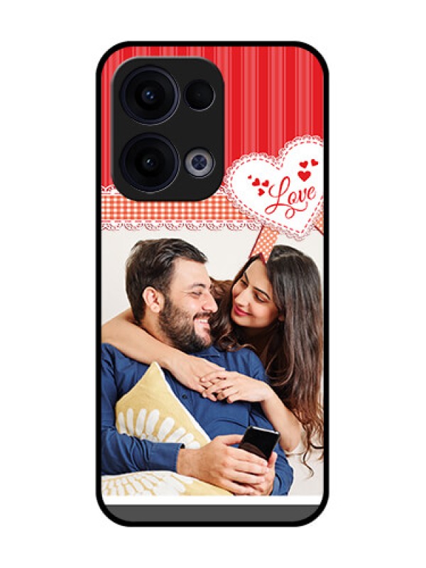 Custom Reno 13 5G Custom Glass Phone Case - Red Love Pattern Design