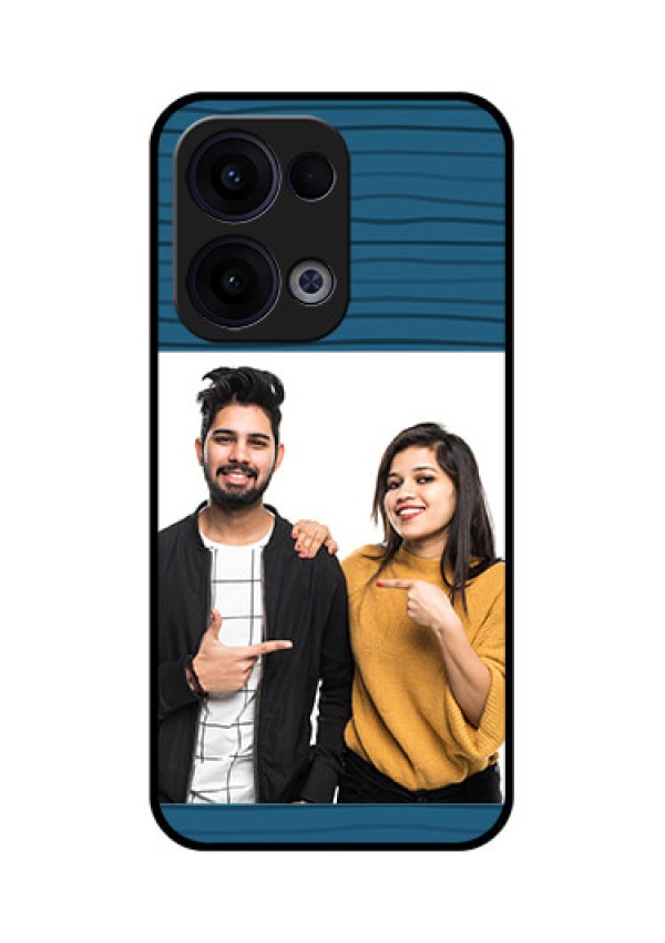Reno 13 5G Custom Glass Phone Case - Blue Pattern Cover Design
