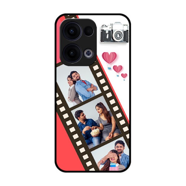 Reno 13 5G Custom Glass Phone Case - 3 Image Holder With Film Reel Reno 13 5G Custom Glass Phone Case - 3 Image Holder With Film Reel