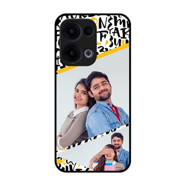Reno 13 5G Custom Glass Phone Case - Letters Pattern Design