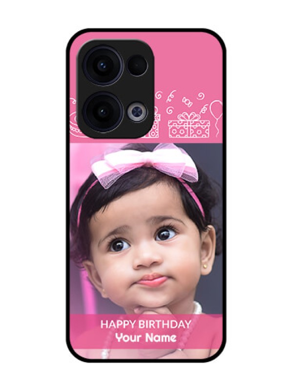 Custom Reno 13 5G Custom Glass Phone Case - With Birthday Line Art Design