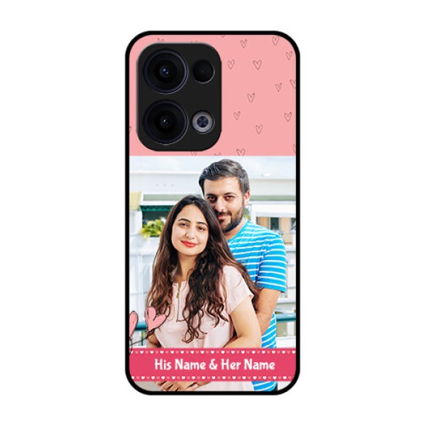 Reno 13 5G Custom Glass Phone Case - Love Design Peach Color Reno 13 5G Custom Glass Phone Case - Love Design Peach Color