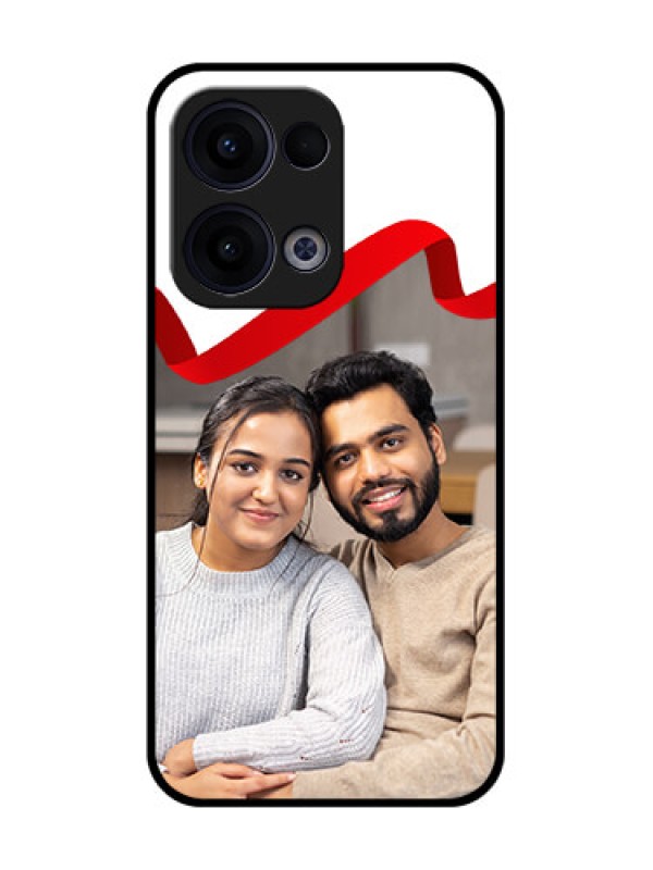 Custom Reno 13 5G Custom Glass Phone Case - Red Ribbon Frame Design