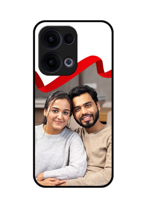 Reno 13 5G Custom Glass Phone Case - Red Ribbon Frame Design