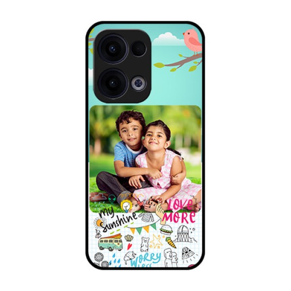Reno 13 5G Custom Glass Phone Case - Doodle Love Design