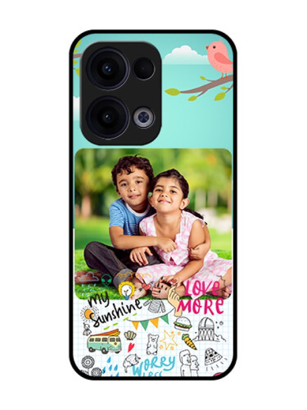 Custom Reno 13 5G Custom Glass Phone Case - Doodle Love Design