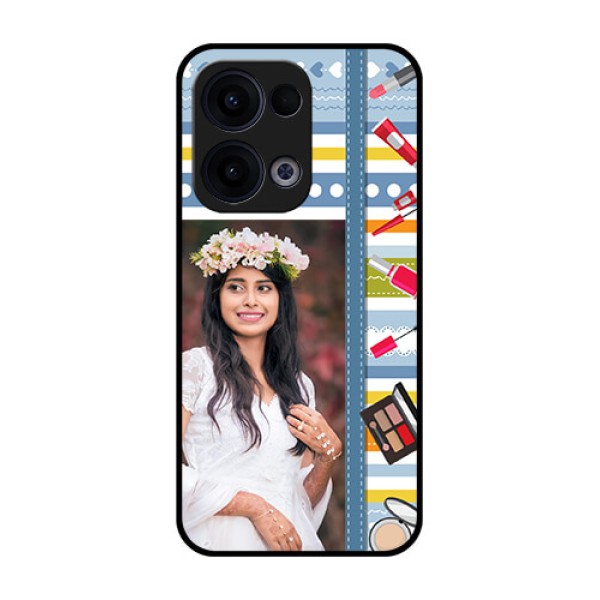 Reno 13 5G Custom Glass Phone Case - Makeup Icons Design