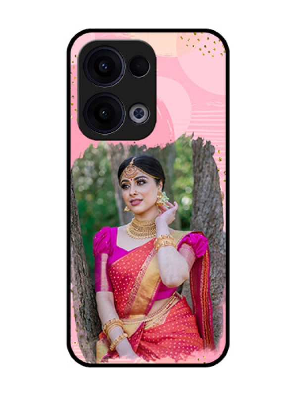 Custom Reno 13 5G Custom Glass Phone Case - Gold Glitter Splash Design