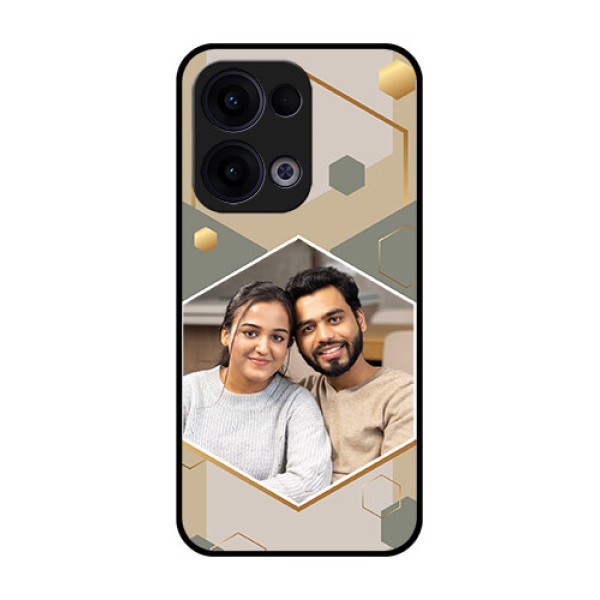Reno 13 5G Custom Glass Phone Case - Stylish Hexagon Pattern Design Reno 13 5G Custom Glass Phone Case - Stylish Hexagon Pattern Design
