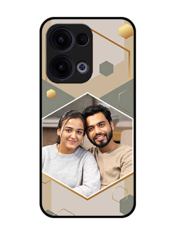 Custom Reno 13 5G Custom Glass Phone Case - Stylish Hexagon Pattern Design