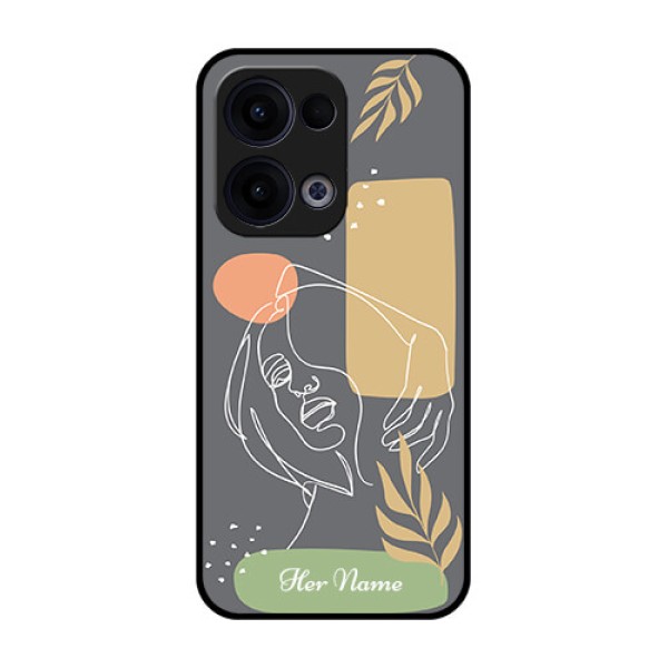 Reno 13 5G Custom Glass Phone Case - Gazing Woman Line Art Design Reno 13 5G Custom Glass Phone Case - Gazing Woman Line Art Design