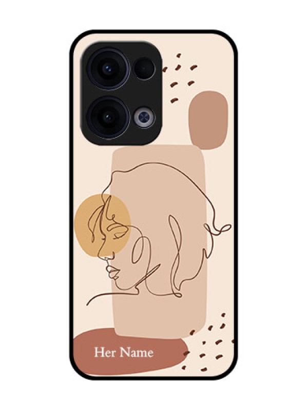 Custom Reno 13 5G Custom Glass Phone Case - Calm Woman Line Art Design
