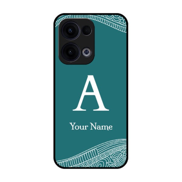 Reno 13 5G Custom Glass Phone Case - Line Art Pattern With Custom Name Design Reno 13 5G Custom Glass Phone Case - Line Art Pattern With Custom Name Design