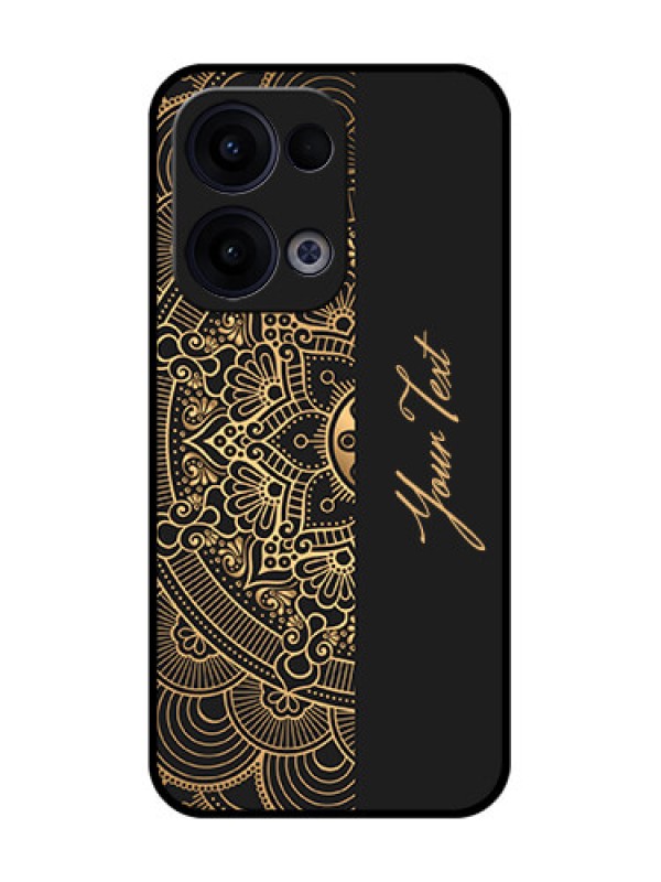 Custom Reno 13 5G Custom Glass Phone Case - Mandala Art With Custom Text Design