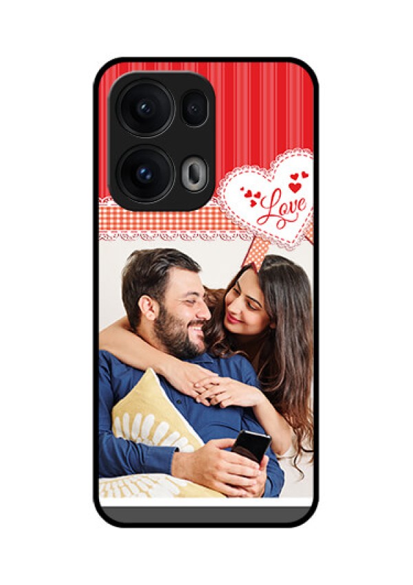 Reno 13 Pro 5G Custom Glass Phone CaseRed Love Pattern Design