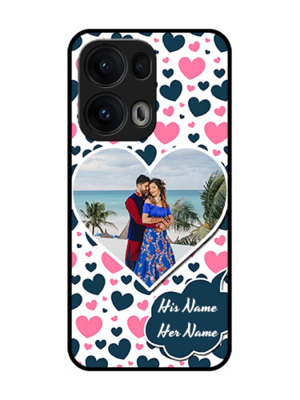 Custom Reno 13 Pro 5G Custom Glass Phone CasePink and Blue Heart Design