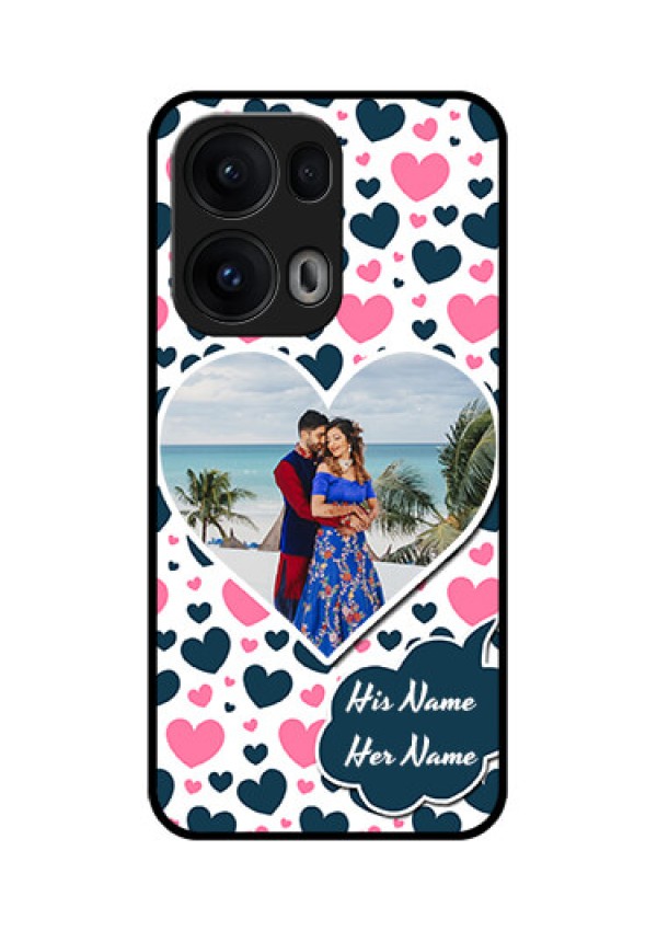 Reno 13 Pro 5G Custom Glass Phone CasePink and Blue Heart Design