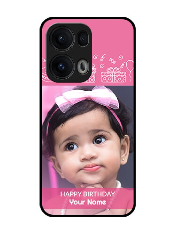Custom Reno 13 Pro 5G Custom Glass Phone CaseWith Birthday Line Art Design