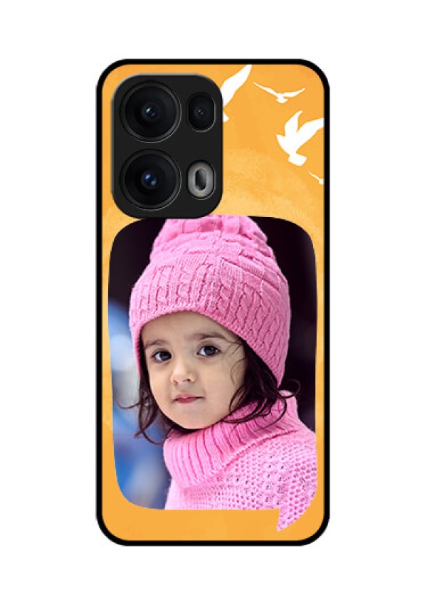 Reno 13 Pro 5G Custom Glass Phone CaseWater Color Design With Bird Icons