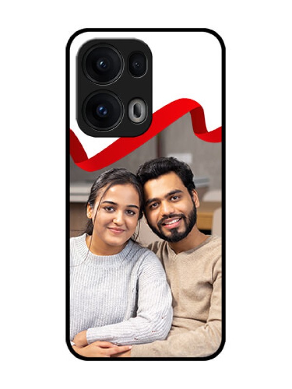 Custom Reno 13 Pro 5G Custom Glass Phone CaseRed Ribbon Frame Design