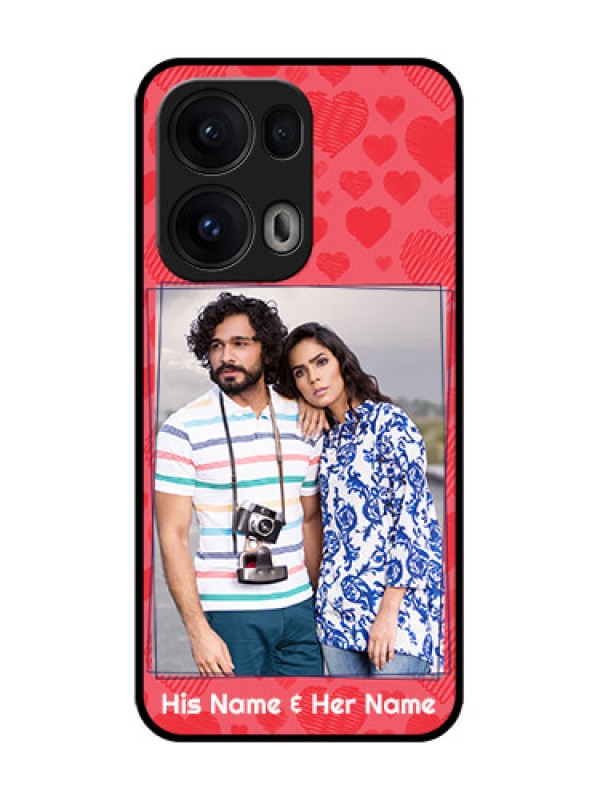 Custom Reno 13 Pro 5G Custom Glass Phone CaseWith Red Heart Symbols Design