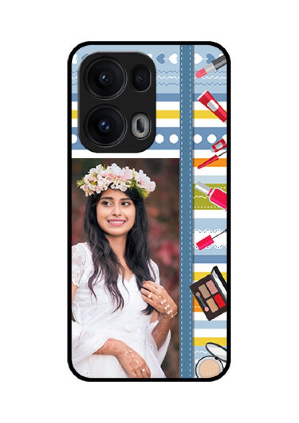 Reno 13 Pro 5G Custom Glass Phone CaseMakeup Icons Design