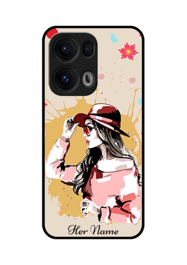 Reno 13 Pro 5G Custom Glass Phone CaseWomen With Pink Hat Design