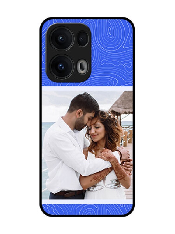 Custom Reno 13 Pro 5G Custom Glass Phone CaseCurved Line Art With Blue And White Design