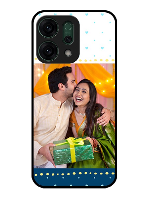 Custom Oppo Reno 14 5G Custom Glass Phone Case - White And Blue Abstract Design