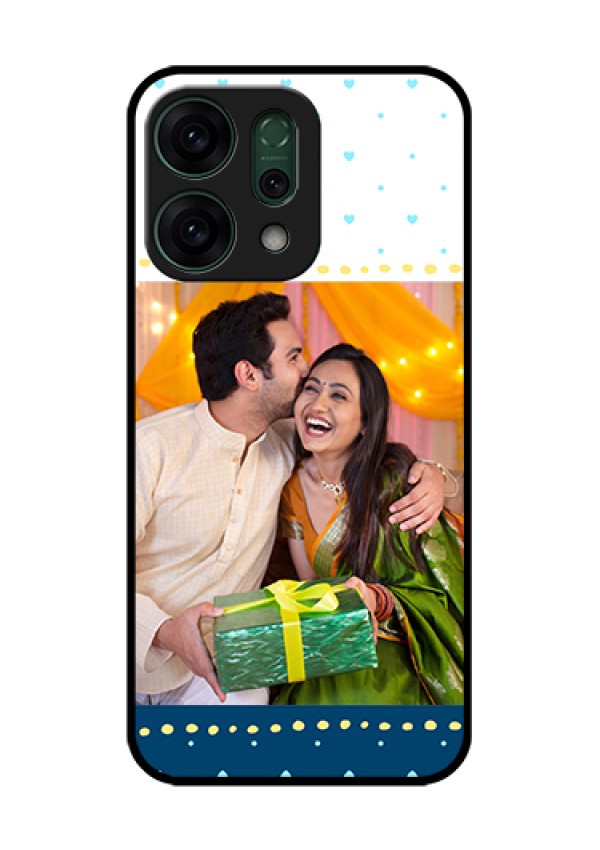 Oppo Reno 14 5G Custom Glass Phone Case - White And Blue Abstract Design