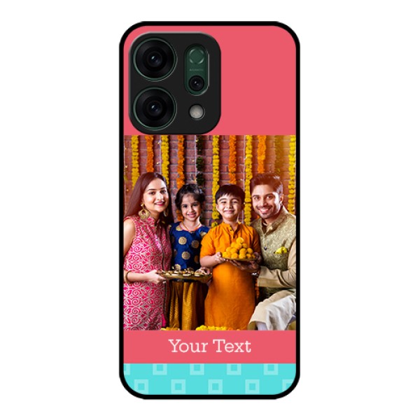Oppo Reno 14 5G Custom Glass Phone Case - Peach & Blue Color Design Oppo Reno 14 5G Custom Glass Phone Case - Peach & Blue Color Design