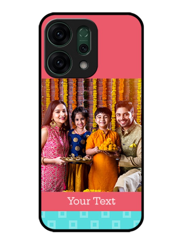 Custom Oppo Reno 14 5G Custom Glass Phone Case - Peach & Blue Color Design