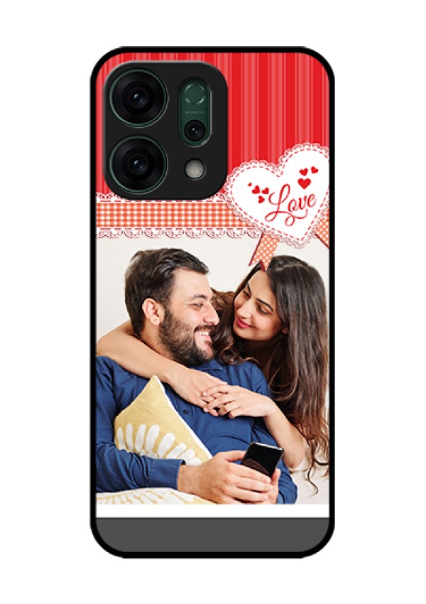 Oppo Reno 14 5G Custom Glass Phone Case - Red Love Pattern Design