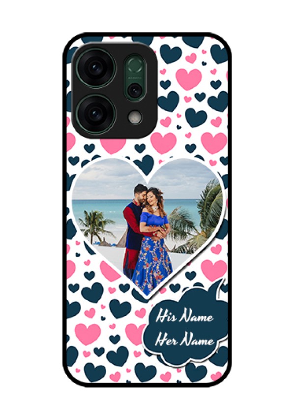 Oppo Reno 14 5G Custom Glass Phone Case - Pink & Blue Heart Design